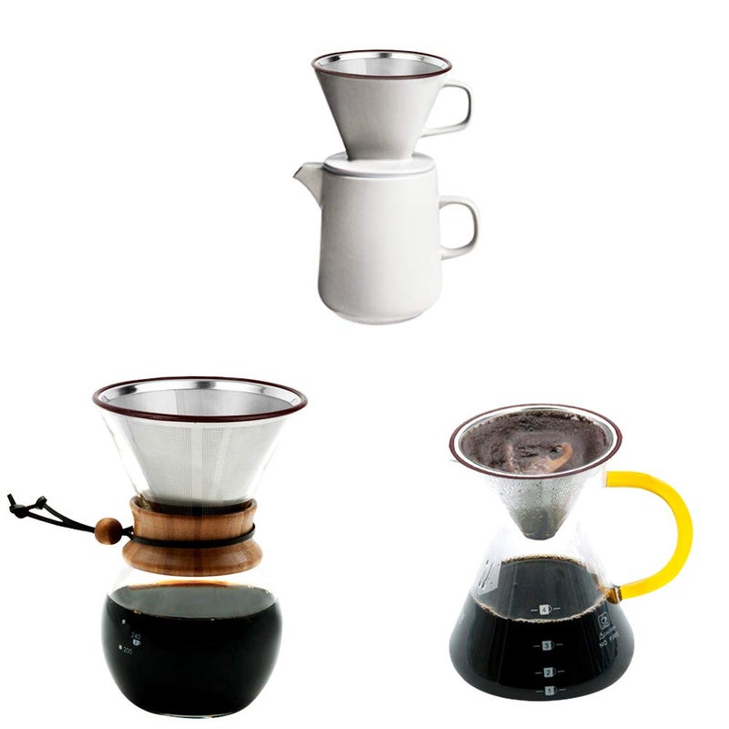 DaKuan Reusable Stainless Steel Pour Over Coffee Filter - Double Mesh Drip Coffee Filter - Image 4